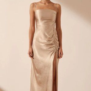 SHONA JOY - LA LUNE RUCHED MAXI DRESS - GOLD